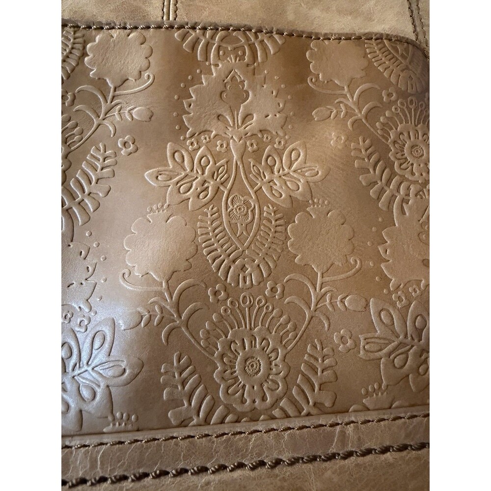 The Sak Iris Tan Brown Leather Tooled Embossed Adjustable Crossbody Shoulder Bag - Picture 5 of 13